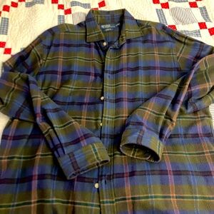 Polo RL cotton flannel LS multicolor bd shirt XL, has spread collar for a tie